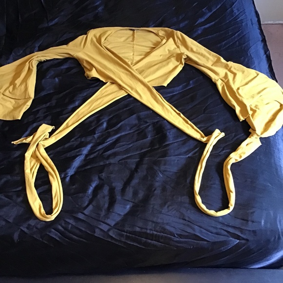 Wrap around mustard crop top - Picture 2 of 2